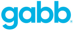 Medium blue text "gabb" logo.